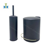 New Style Round Design Trash Can Household Toilet Brush Holder Bathroom Iron Garbage Bin Sets