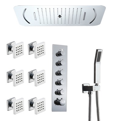 exposed mix bathroom bath rain shower wall shower set