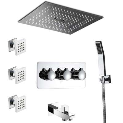 New style high end bathroom silver shower set with led shower head